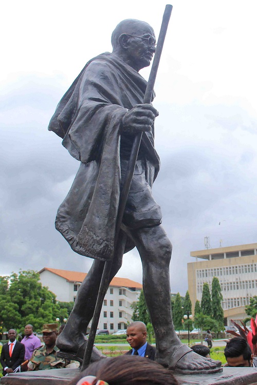 Soon after its unveiling, this statue of Gandhi at the University of Ghana in Accra became the center of a controversy over racism and colonialism in Ghana’s past. MEAphotogallery/Flickr 